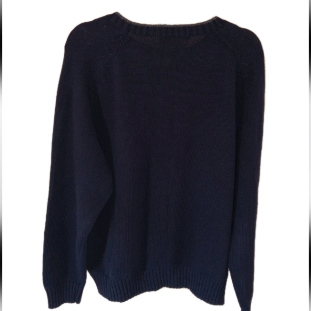 Knightsbridge Navy Cotton Sweater Large - Picture 2 of 6